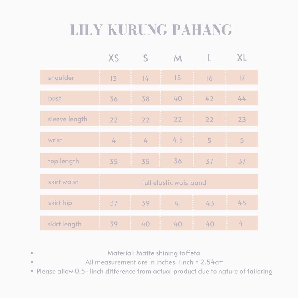Lily size chart