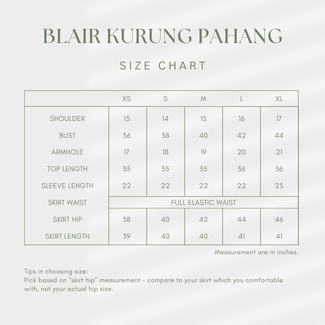 a blair chart size