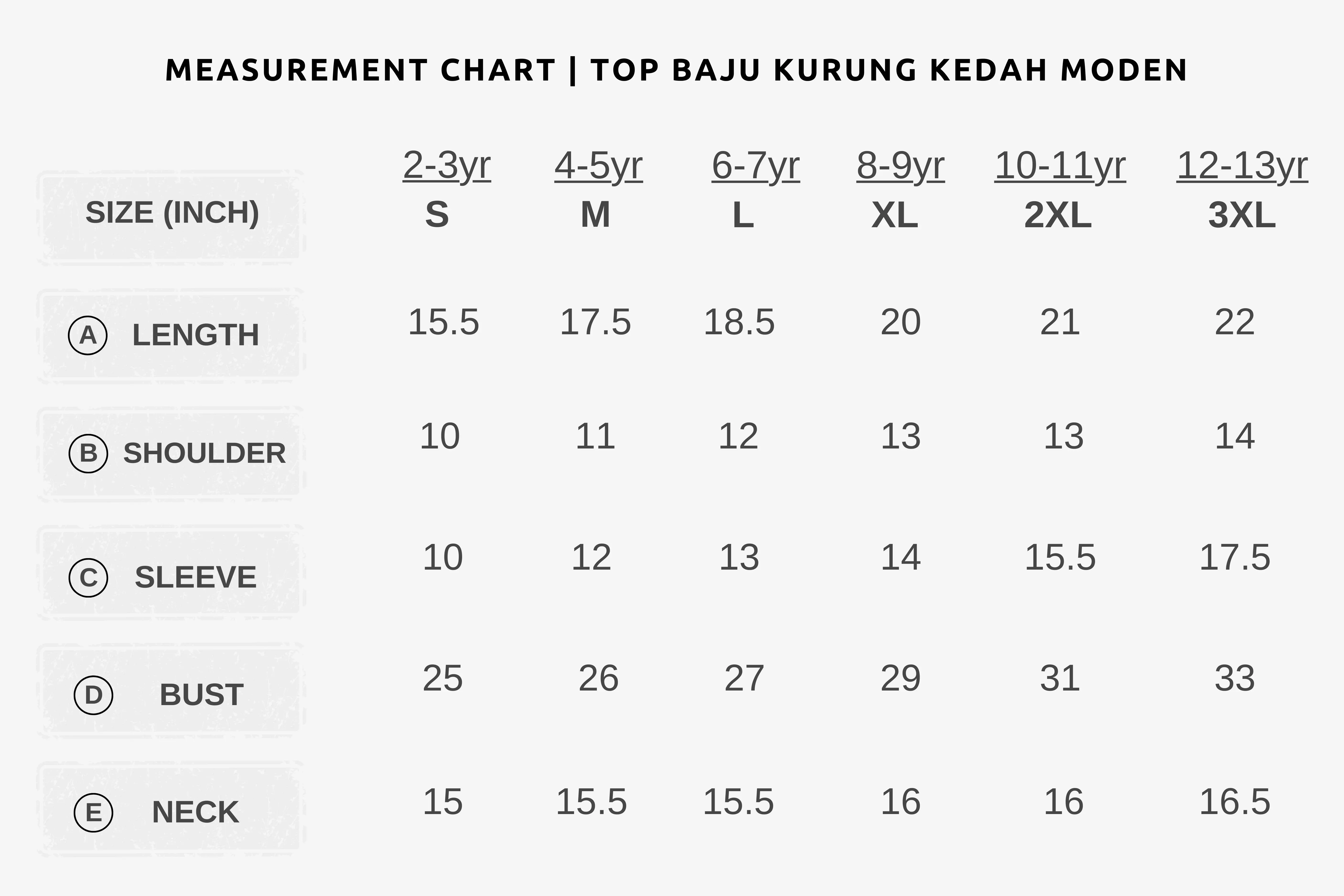 WEBP TOP BAJU KEDAH MEASUREMENT