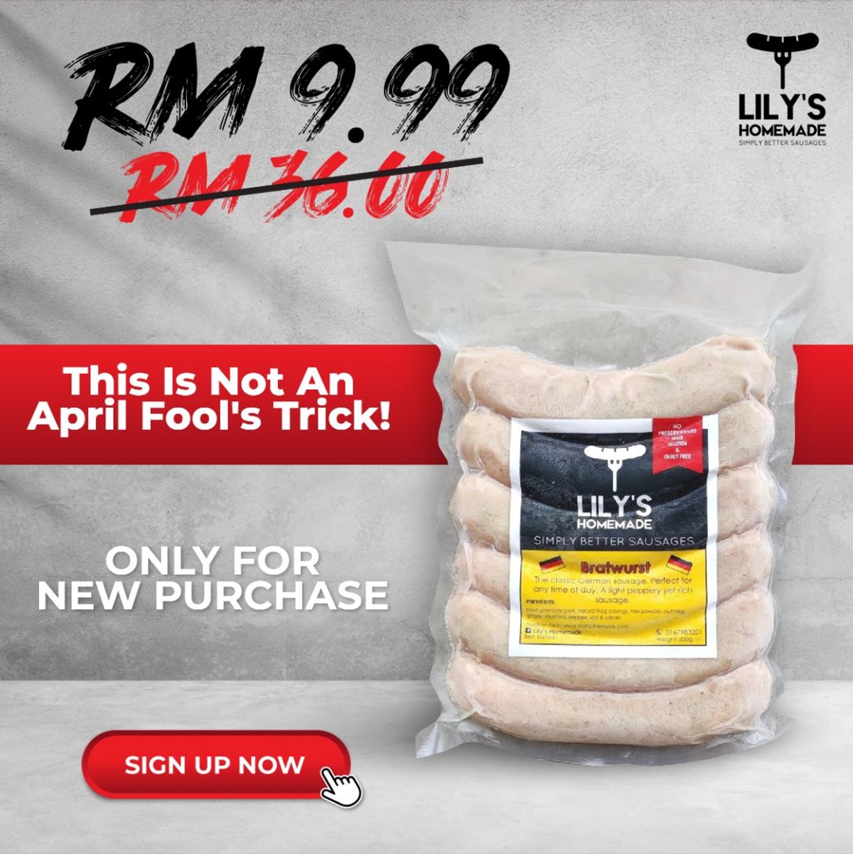 RM9.99 on your first Lily's Sausage - Terms & Conditions