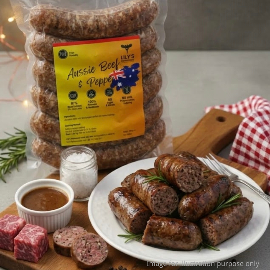 lilys-homemade-aussie-beef-&-pepper-sausage-healthy-protein-kids-malaysia