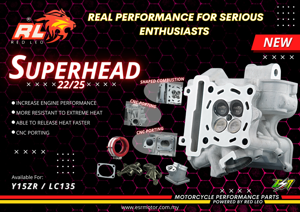 HEAD CNC RED LEO Y15ZR,LC135 19-22 / 22-25 / 23-26 / 24-27 HEAD CNC RED LEO Y15ZR,LC135 19-22 / 22-25 / 23-26 / 24-27