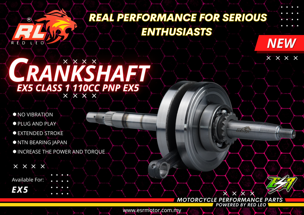 CRANKSHAFT RED LEO Y15ZR JET 4.65MM / JET 4.5MM / JET 4.0MM ESR Motor