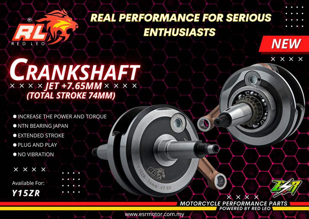 CRANKSHAFT RED LEO Y15ZR JET 4.65MM / JET 4.5MM / JET 4.0MM ESR Motor