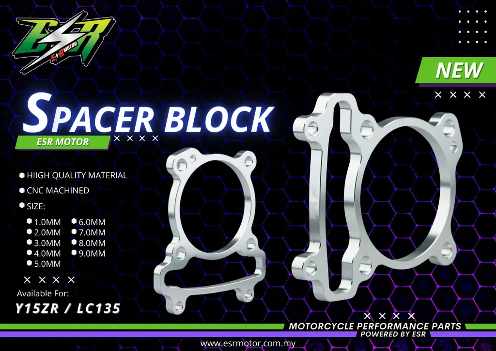 SPACER BLOCK BY ESR MOTOR FOR LC135 & Y15ZR V-PRO