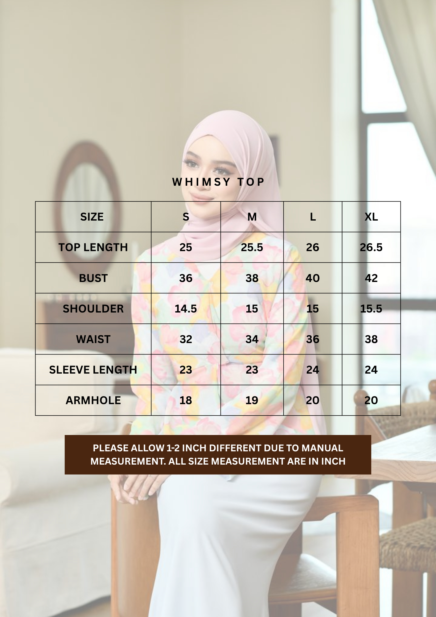 WHIMSY TOP SIZE CHART