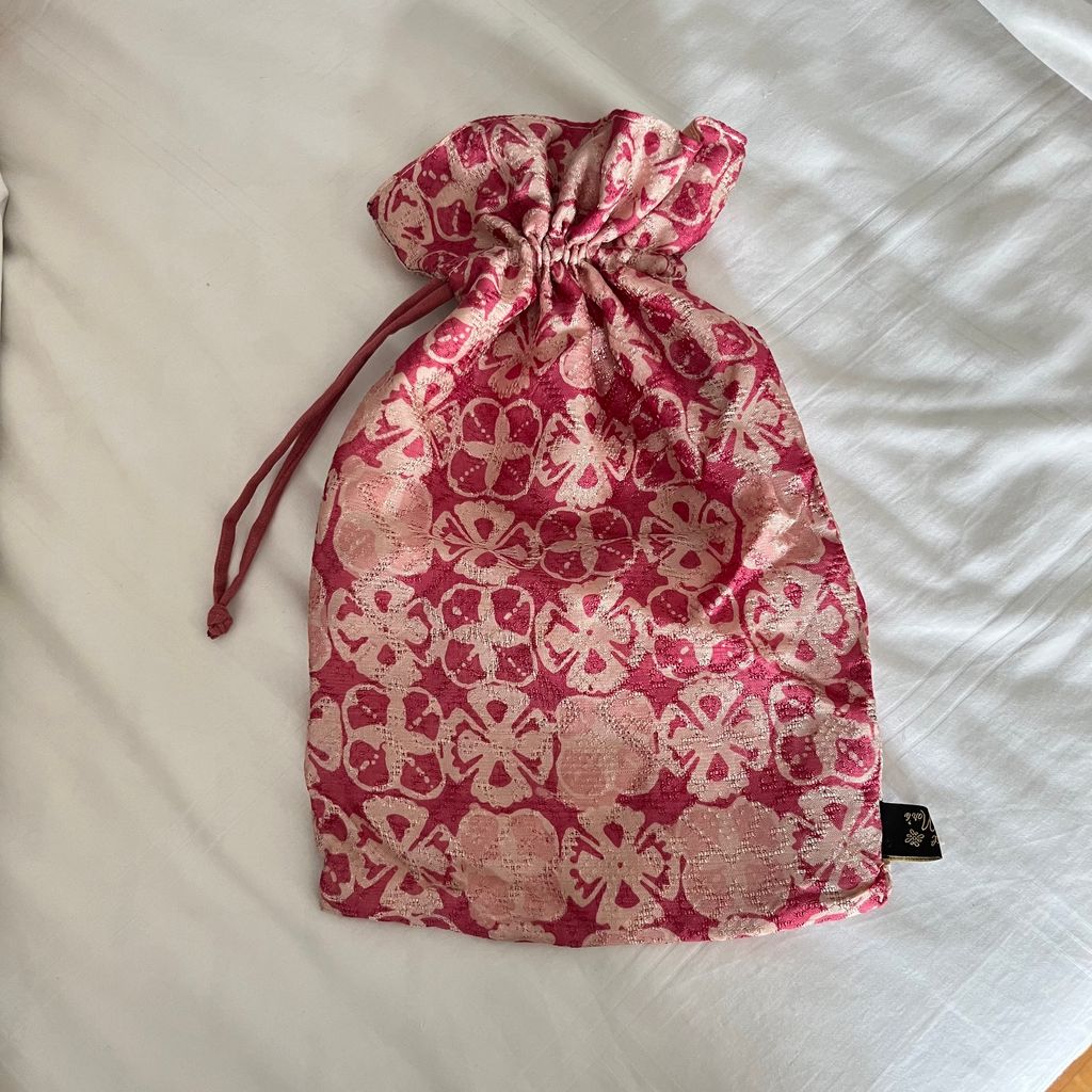 Pink drawstring bag