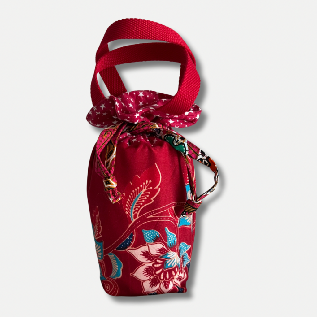 Red Batik drawstring bag