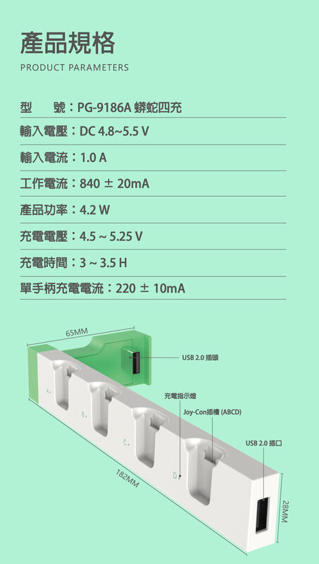 【勁多野-三重】現貨供應 【iPega】Joy-Con蟒蛇四充(動物森友會配色版)