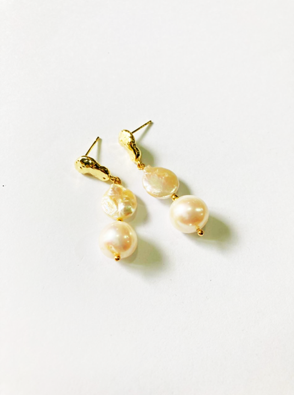 18k Pearl Earrings 2layer