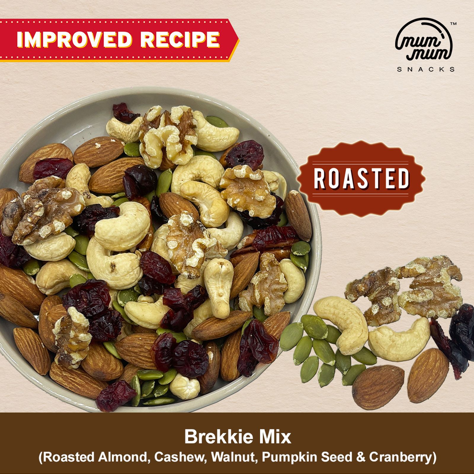 Brekkie Mix - Roasted Almond, Cashew, Walnut, Pumpkin Seed & Cranberry — photo 1