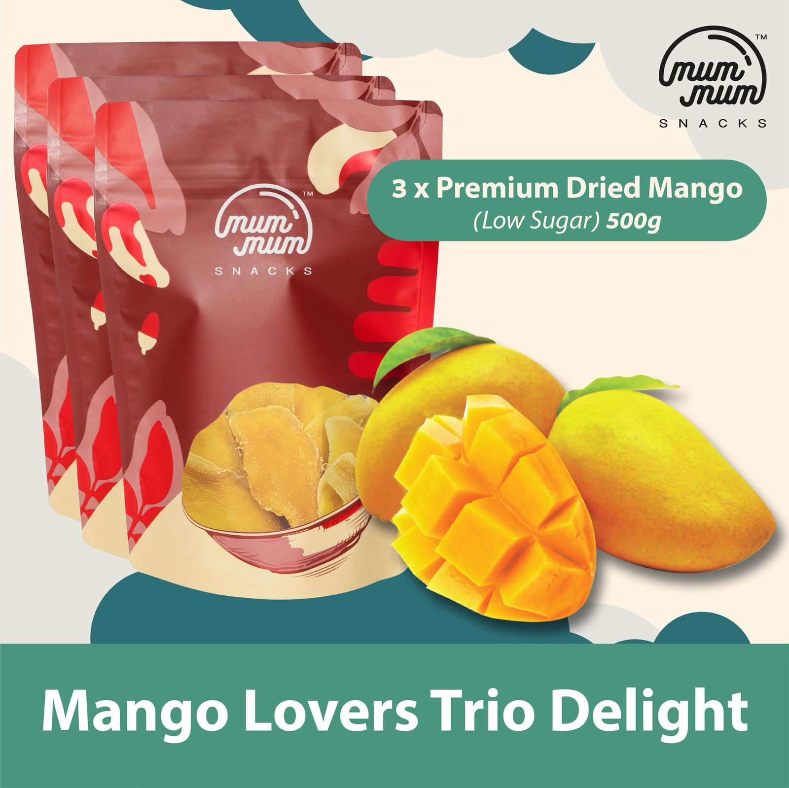 Mango Lovers Trio Delight [500g each] - Premium Dried Mango