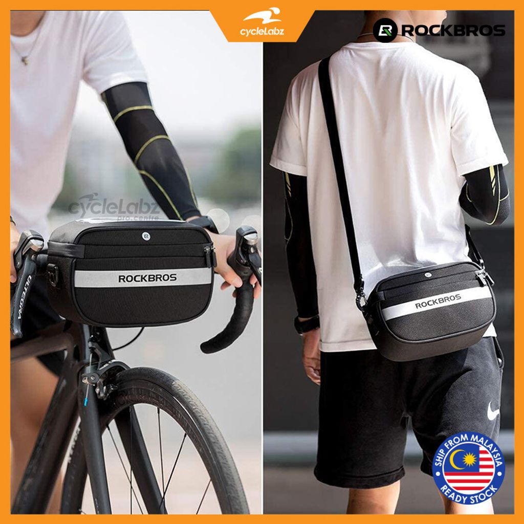 ROCKBROS Handlebar Bag Front Bike Basket Bag Bicycle Touch Screen Phone Holder with Shoulder