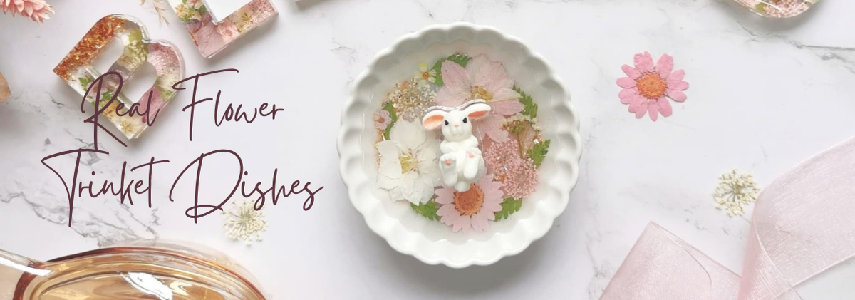 Handcrafted Real Flowers Trinket Dishes 