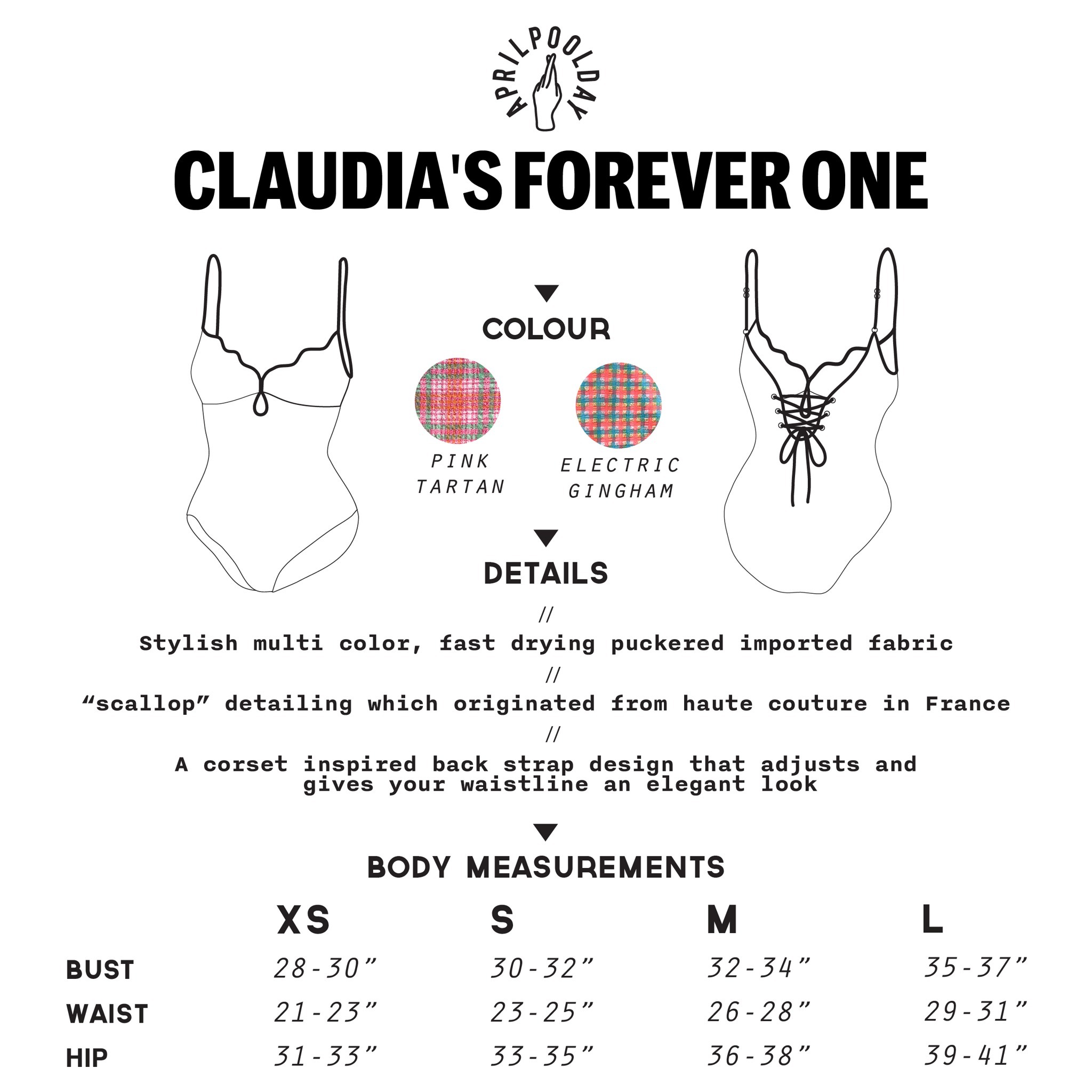 aprilpoolday-claudia連身泳衣-粉紅格紋尺寸表