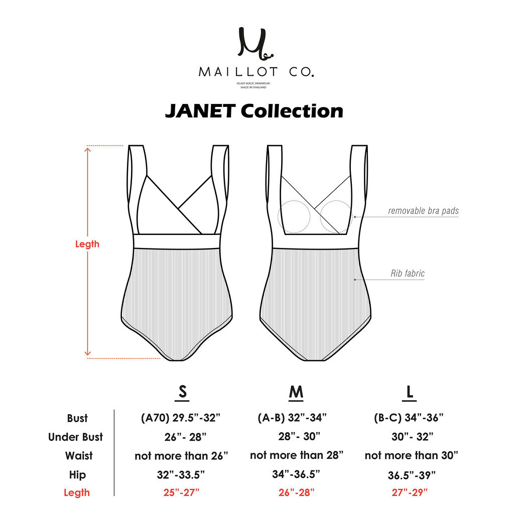 Janet 連身泳衣尺寸表