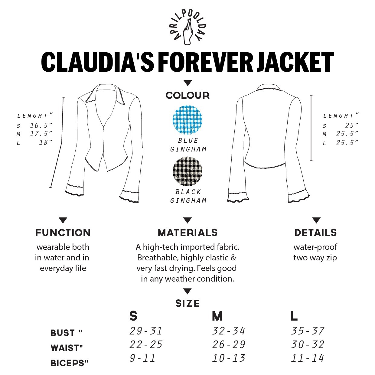 Claudia 格紋外套尺寸表aprilpoolday
