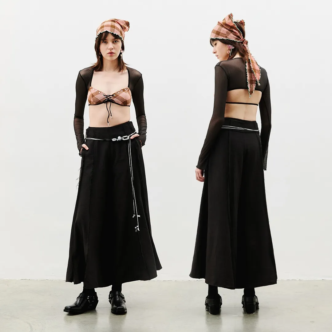 aprilpoolday泰國泳衣_Layla 天絲垂墜寬管長褲(附黑白珠珠腰帶)7