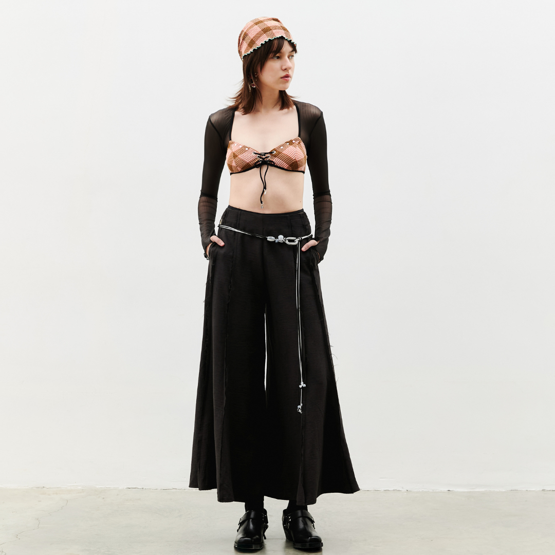 aprilpoolday泰國泳衣_Layla 天絲垂墜寬管長褲(附黑白珠珠腰帶)1