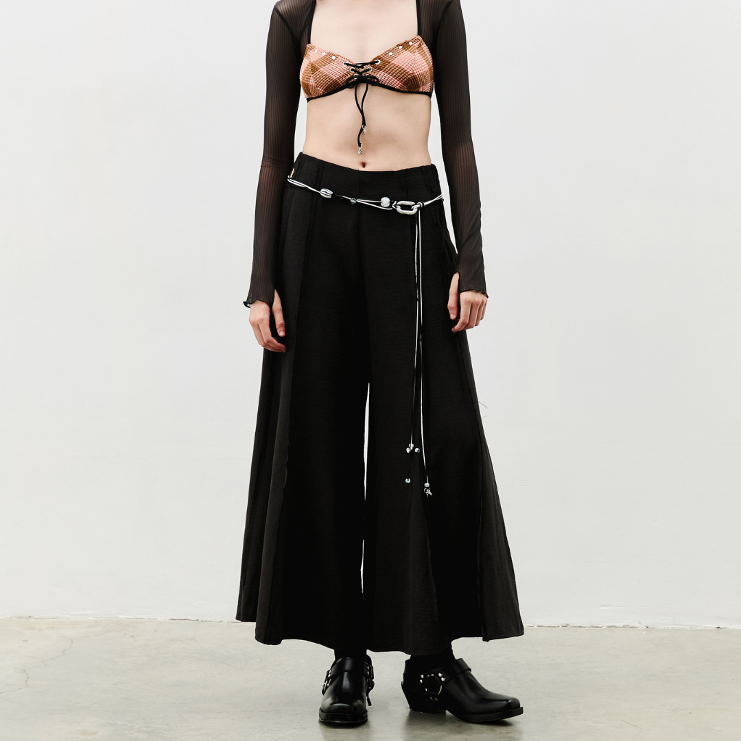 aprilpoolday泰國泳衣_Layla 天絲垂墜寬管長褲(附黑白珠珠腰帶)2