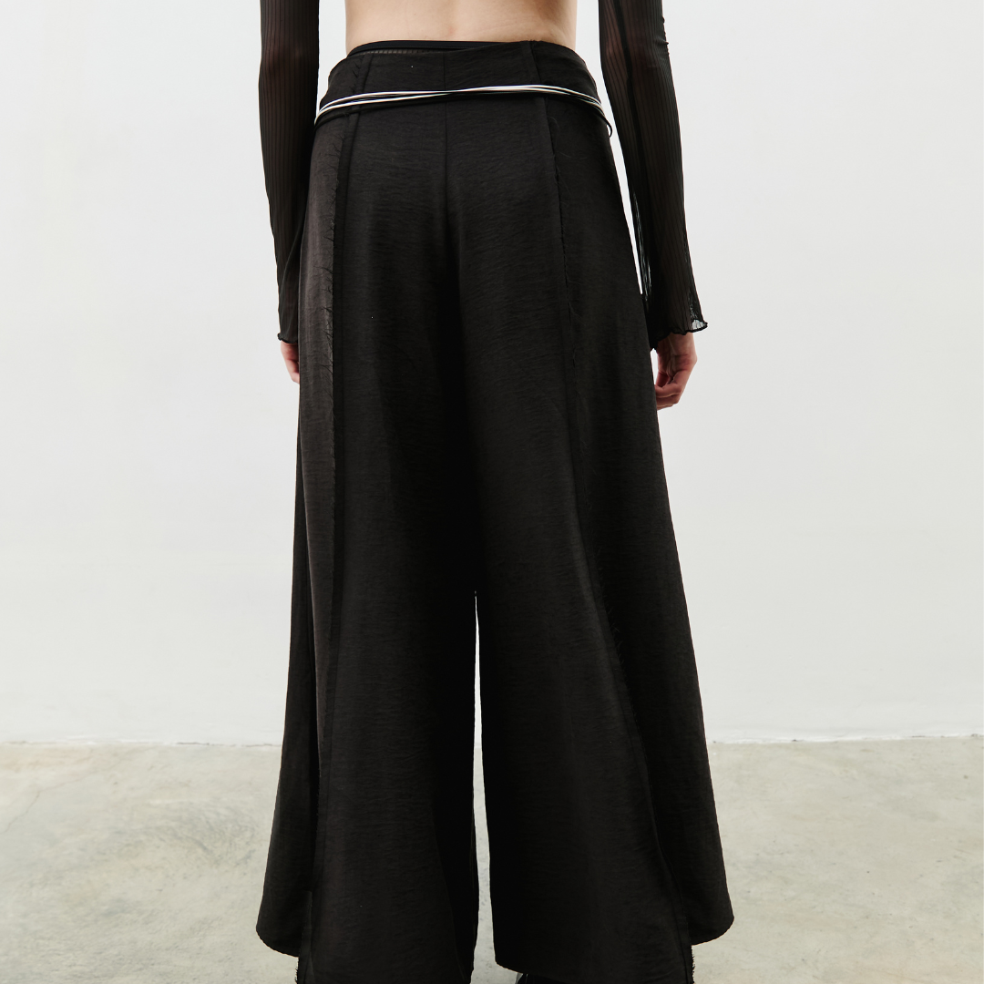 aprilpoolday泰國泳衣_Layla 天絲垂墜寬管長褲(附黑白珠珠腰帶)3