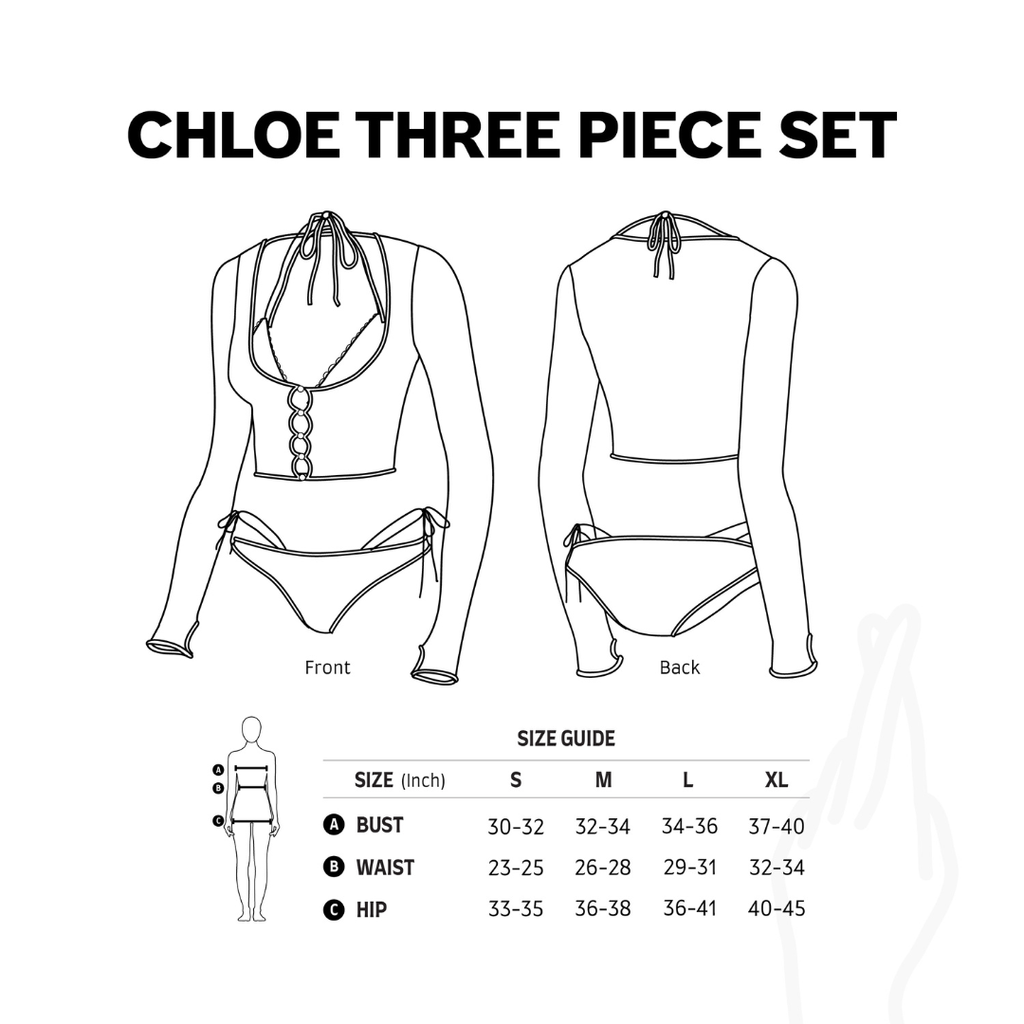 Aprilpoolday泳衣-Chloe三件式防曬泳衣9尺寸表