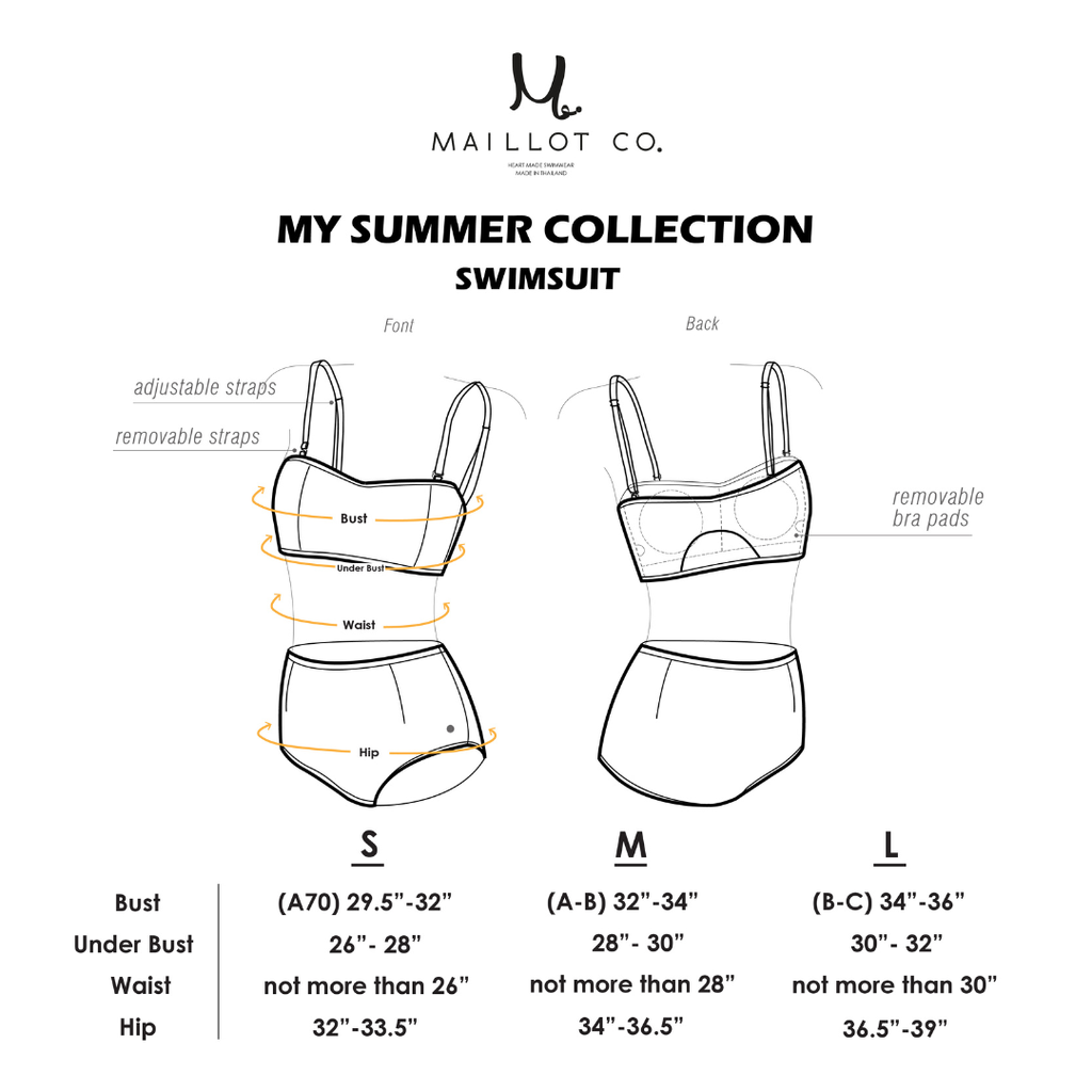 Maillot Co.吐司不切邊白色羅紋布平口比基尼_兩件式泳衣尺寸表