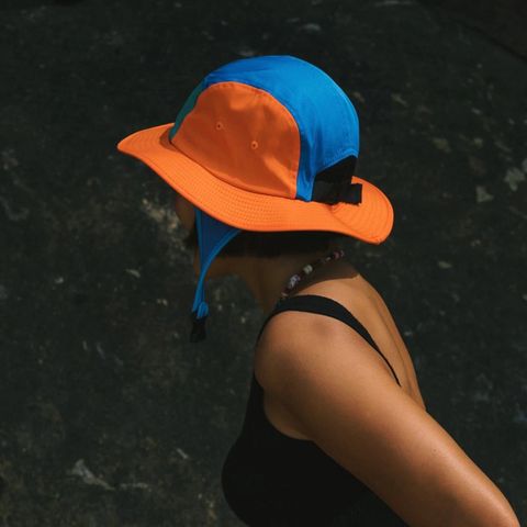 橘綠色拼色衝浪帽7