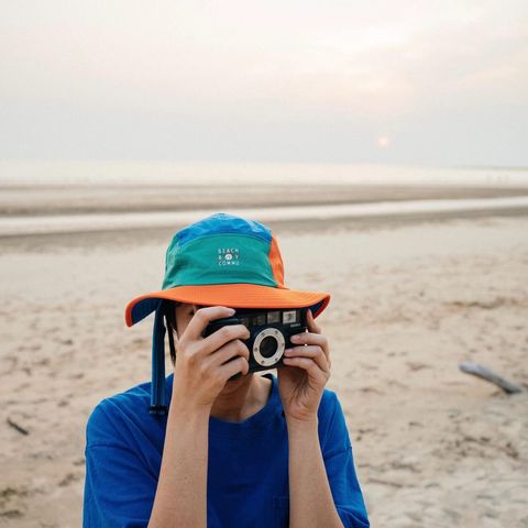 橘綠色拼色衝浪帽4