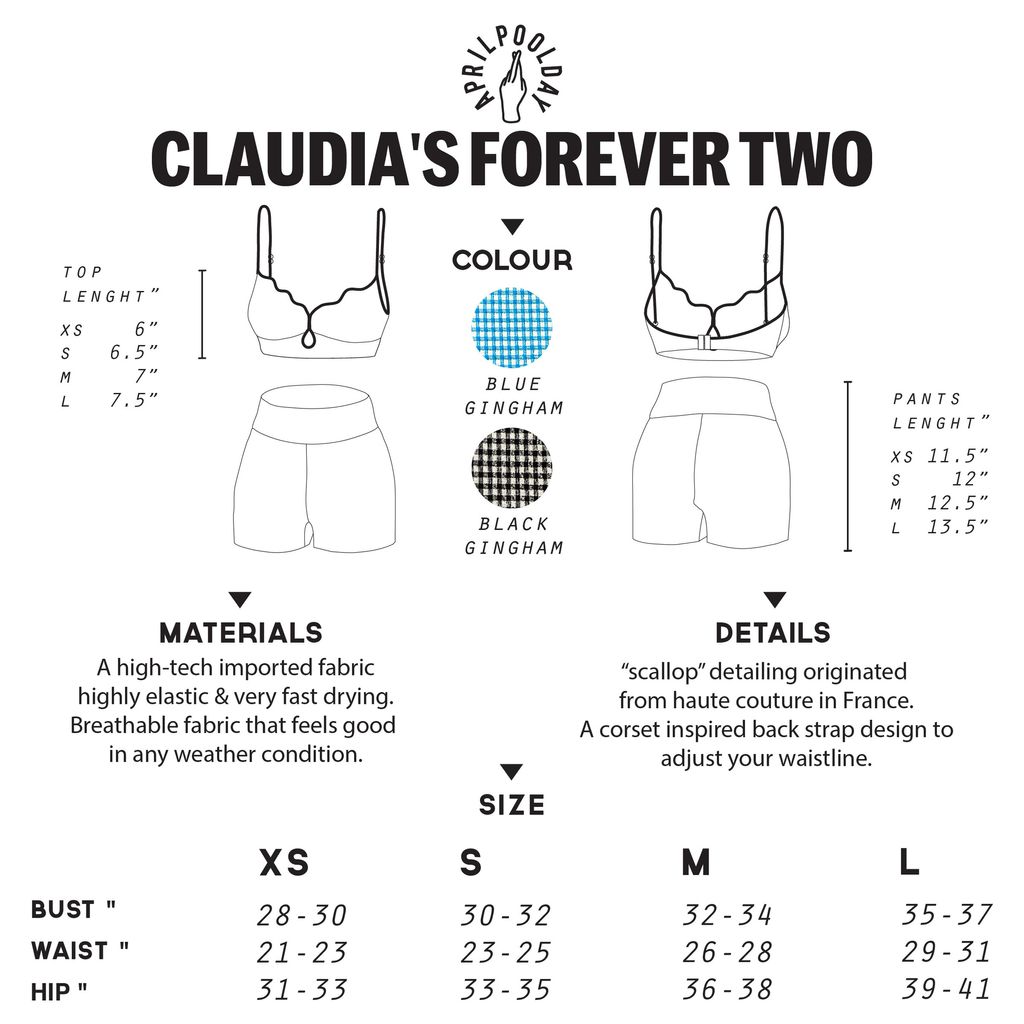 Claudia兩件式泳衣尺寸表