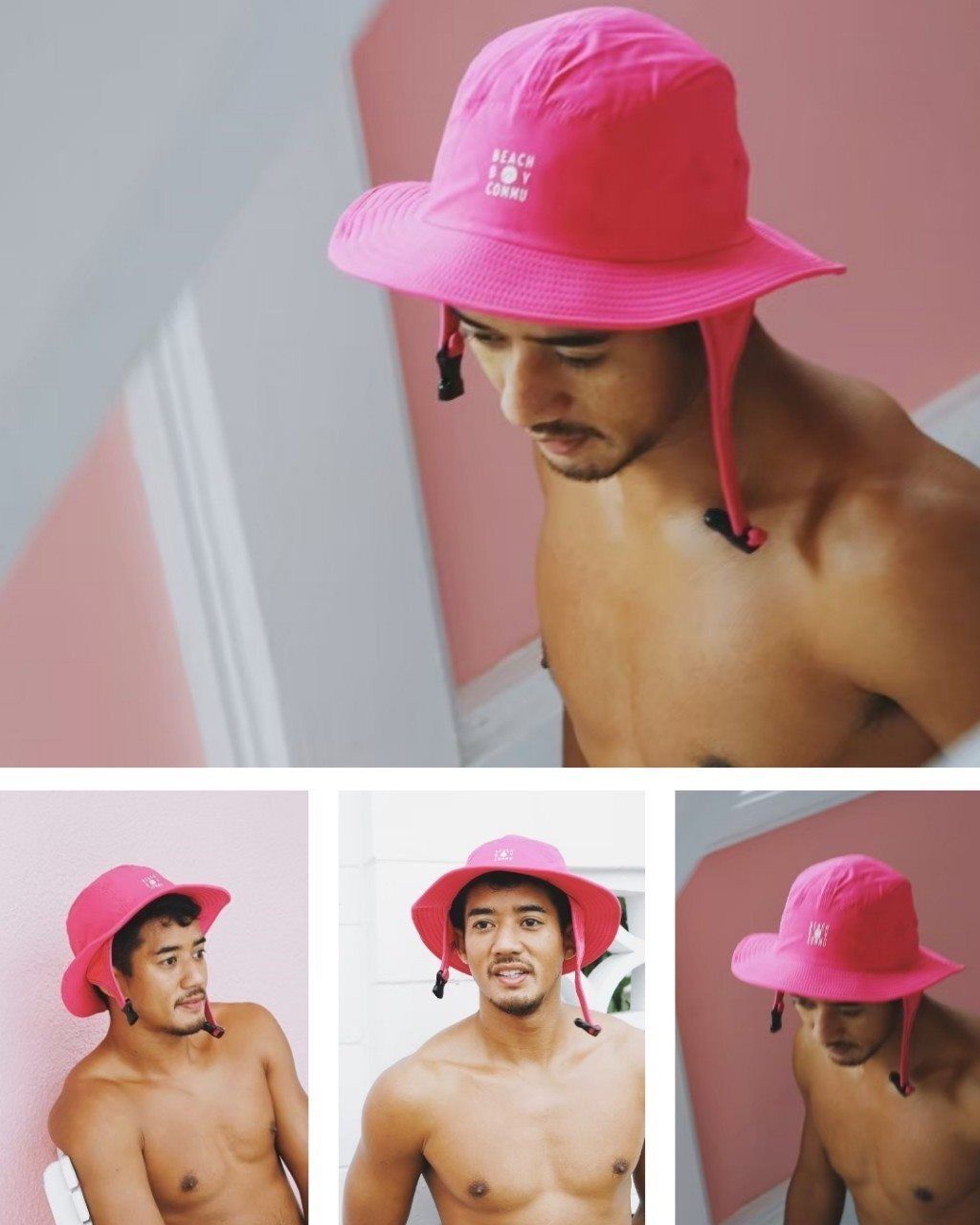 芭比粉紅色衝浪帽:潛水帽 Flamingo pink surf hat