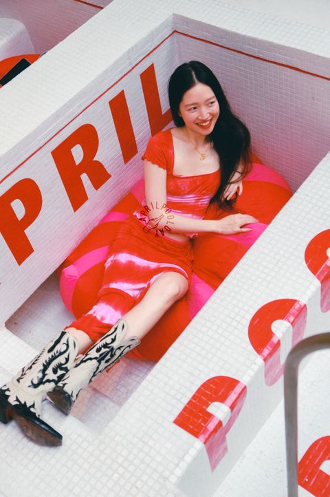 aprilpoolday紅色紮染上衣5