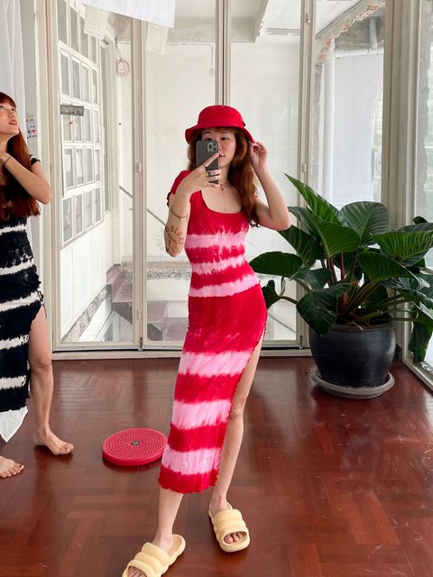 Aprilpoolday 紮染系列紅色長裙9