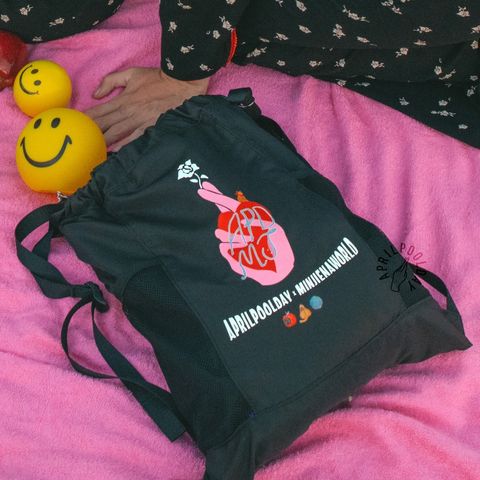 Aprilpoolday 抽繩束口粗肩帶後背包