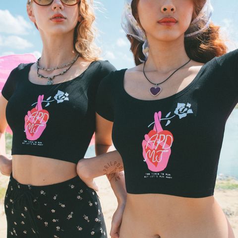 Aprilpoolday 超彈性短版T恤上衣2