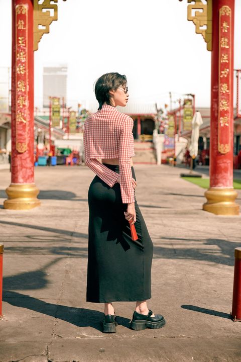 Aprilpoolday 黑色lulu開衩長裙2