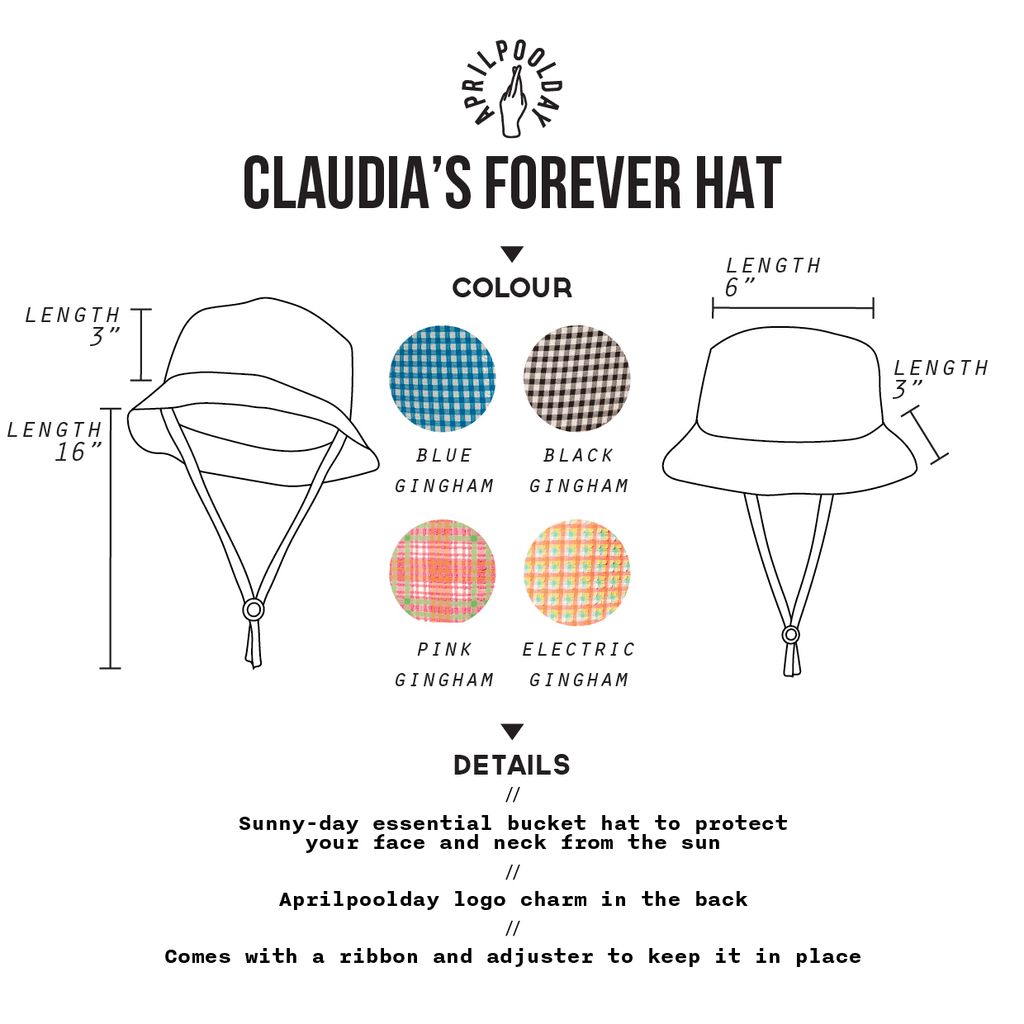 Claudia 格紋漁夫帽尺寸表:遮陽帽│舒適透氣│海邊必備│泰國 Aprilpoolday 泳衣品牌