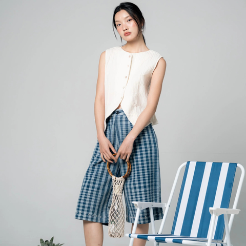 Jane 棉質米白色牛仔背心｜帥氣穿搭｜泰國清邁設計品牌 Palit-2