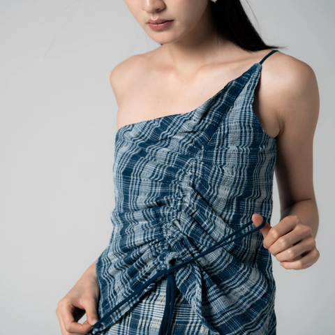 Milli 斜肩抽繩棉質背心｜夏日穿搭｜泰國清邁設計品牌 Palit-6