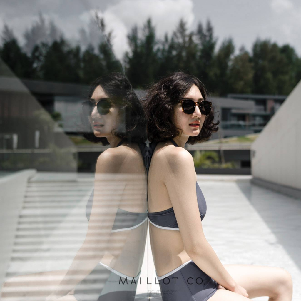 泰國泳衣MaillotCo-Daphne削肩兩件式泳衣比基尼6灰色