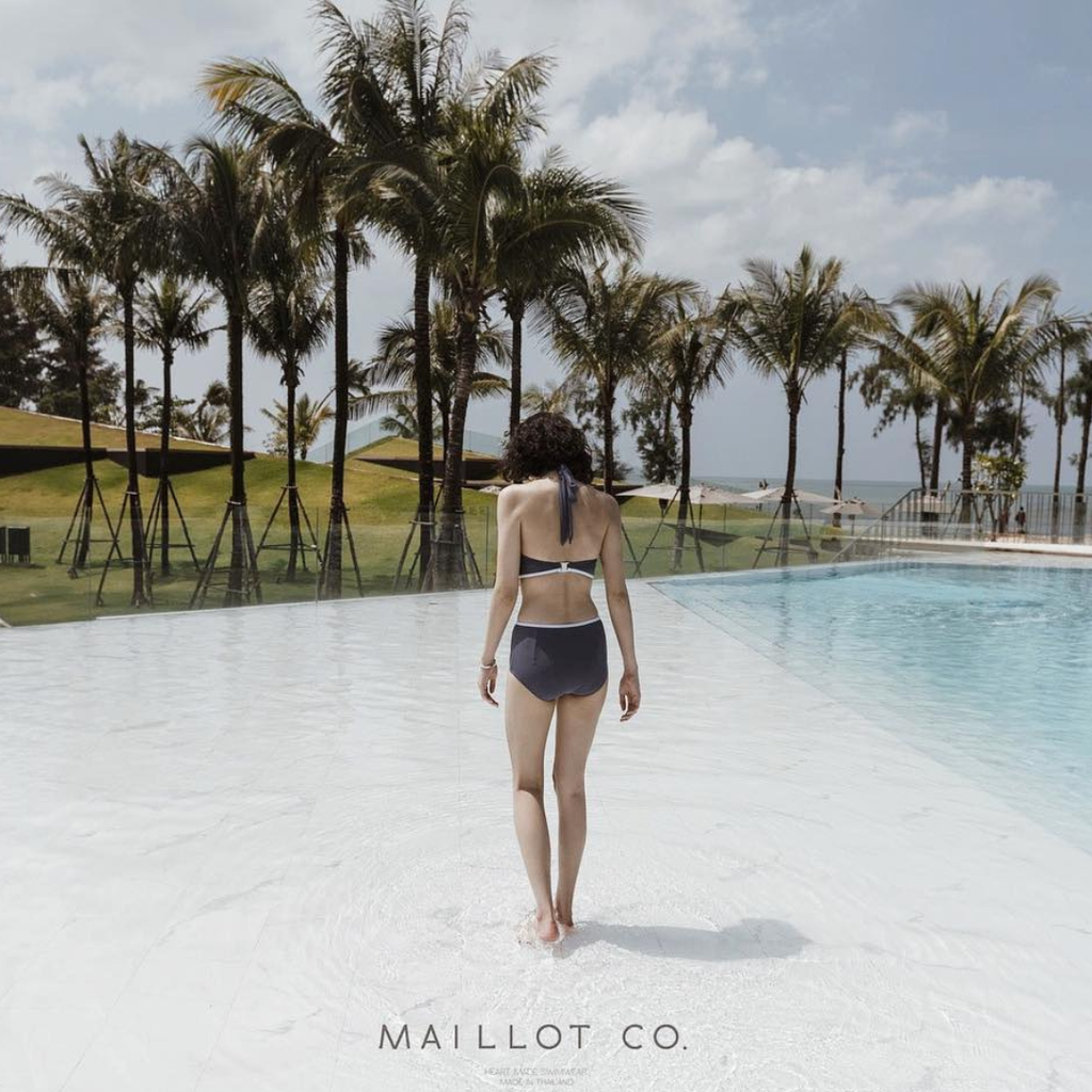泰國泳衣MaillotCo-Daphne削肩兩件式泳衣比基尼4灰色