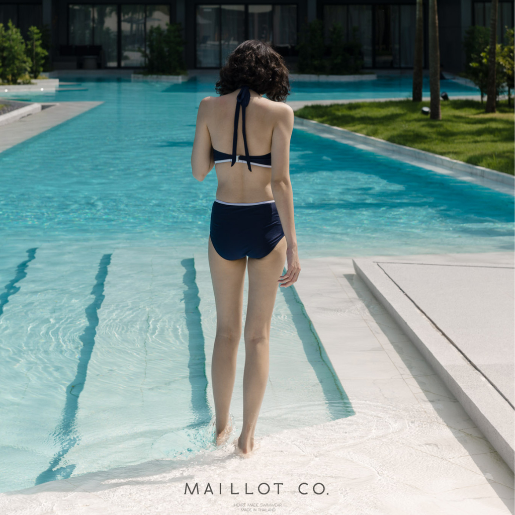 泰國泳衣MaillotCo-Daphne削肩兩件式泳衣比基尼藍色