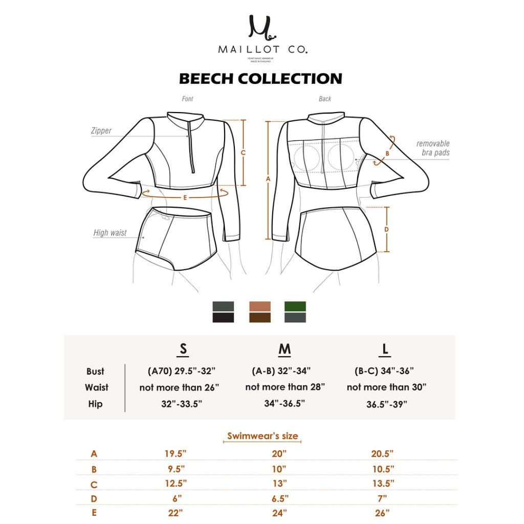 泰國泳衣MaillotCo-beech長袖防曬戶外運動兩件式泳衣比基尼尺寸表