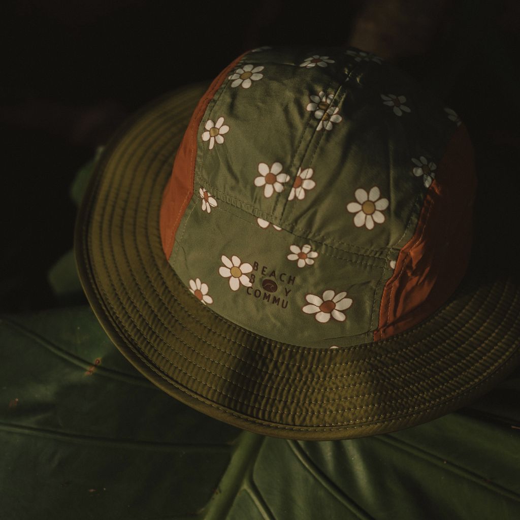 綠色小花衝浪帽1