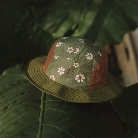 綠色小花衝浪帽3