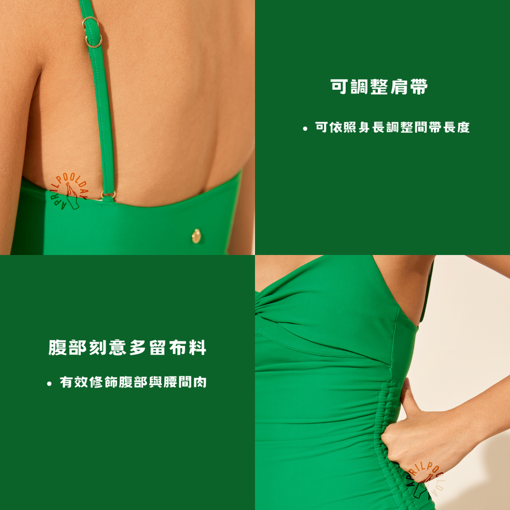 Zora 平口抹胸抓皺連身泳衣7