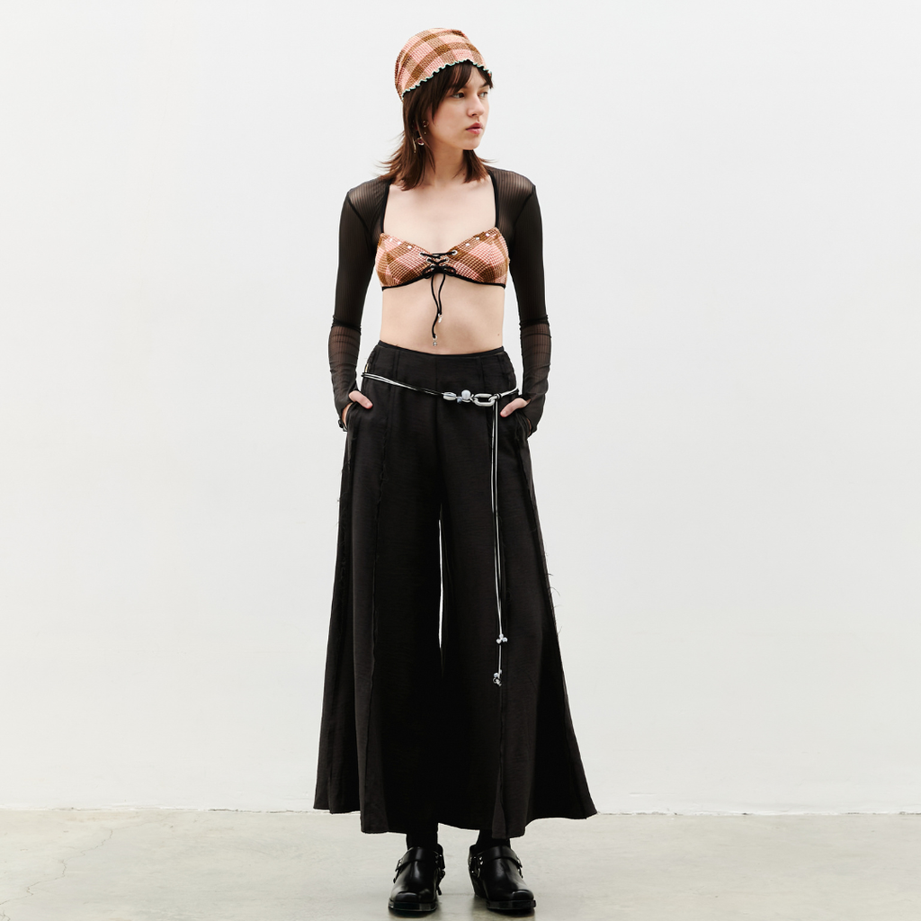 aprilpoolday泰國泳衣_Layla 天絲垂墜寬管長褲（附黑白珠珠腰帶）1