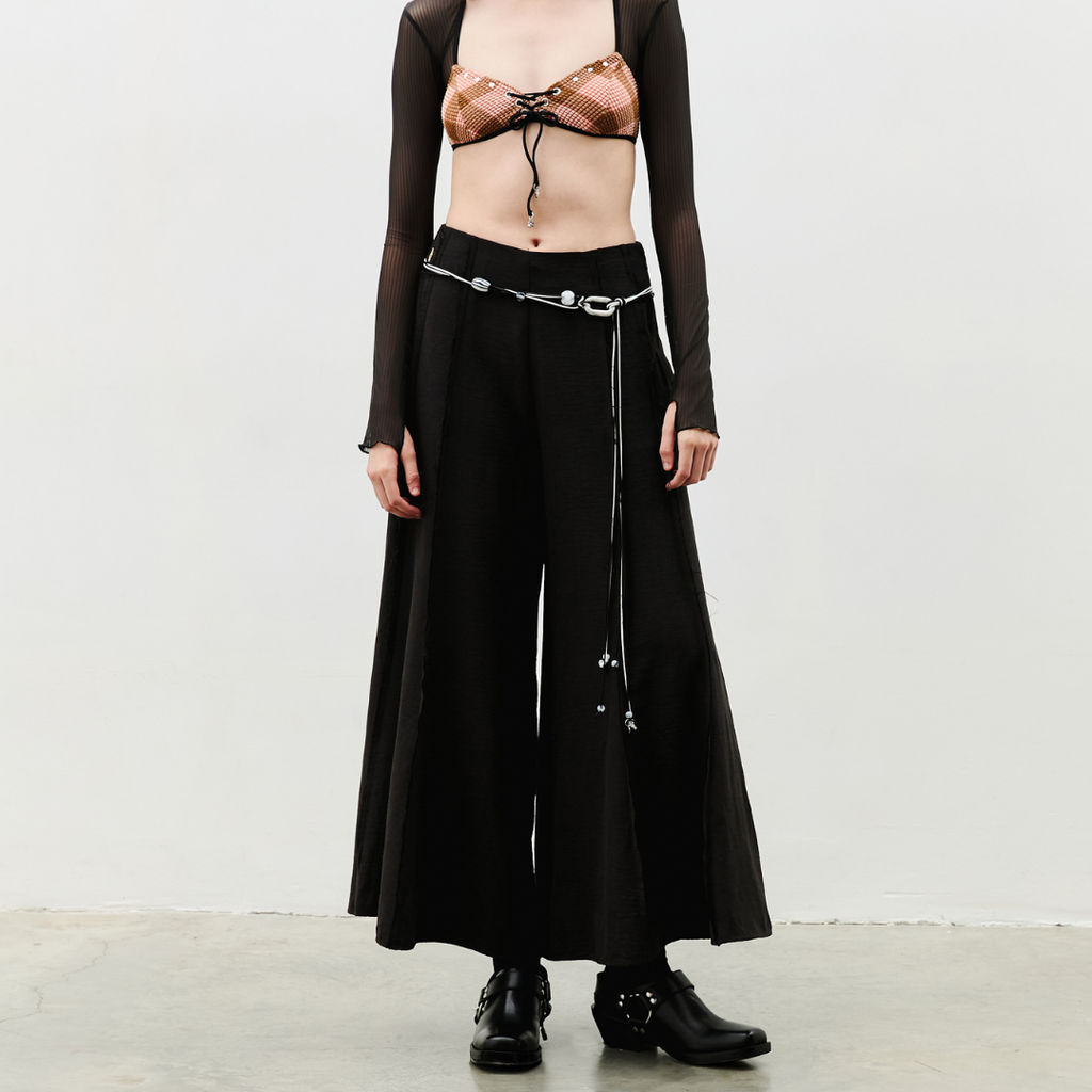 aprilpoolday泰國泳衣_Layla 天絲垂墜寬管長褲（附黑白珠珠腰帶）2