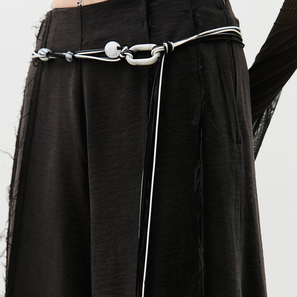 aprilpoolday泰國泳衣_Layla 天絲垂墜寬管長褲（附黑白珠珠腰帶）6