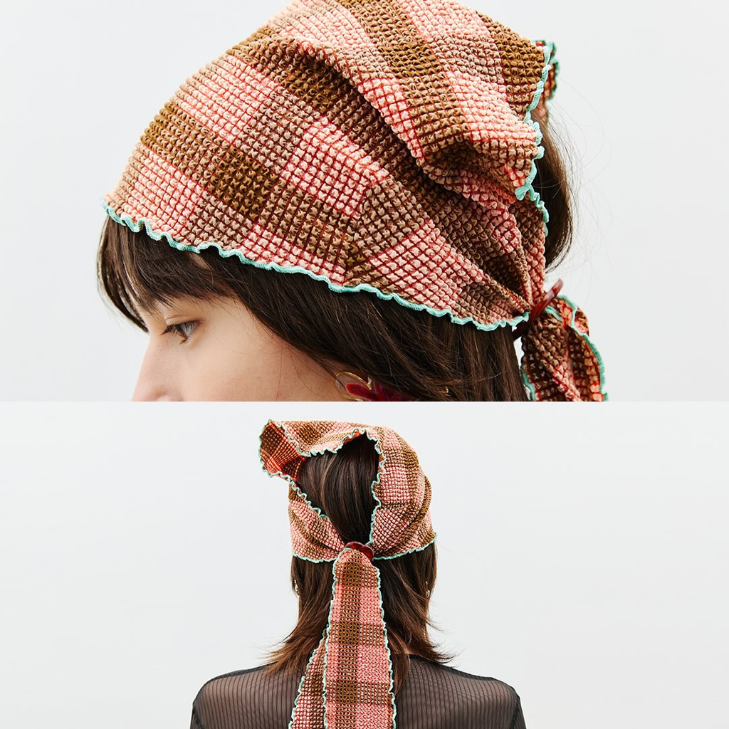 Bella 草莓巧克力格紋頭巾2